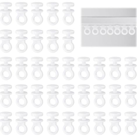 100 Pieces Curtain Rail Hooks Curtain Track Gliders Plastic Curtain Rollers White Curtain Rod Sliding Hook Strong Load Capacity Curtain Tiebacks Accessories