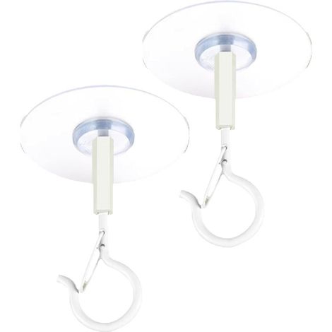 Lot de 2 crochets de plafond adhésifs, clips de suspension de sécurité, fixation murale coupe-vent, fixation auto-adhésive robuste, solution pour suspendre des lumières, bannières, carillons éoliens (1/5)