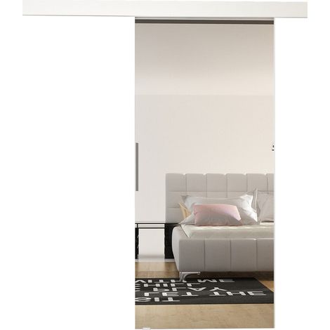 Mobilier1 – Porte coulissante blanche 860x2050mm – Système de Laguna – Mécanisme de fermeture silencieux – Stratifié aluminium (1/3)
