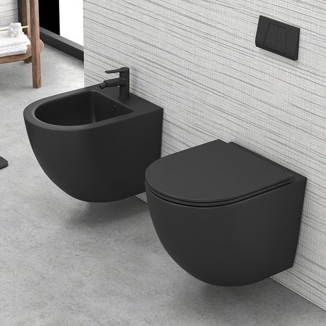 Sanitari sospesi senza brida colore nero opaco MIL-N kamalu