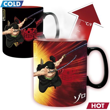 Taza termoesensible - Zoro y Sanji - Cambia de aspecto con el calor - 460 ml - Cerámica