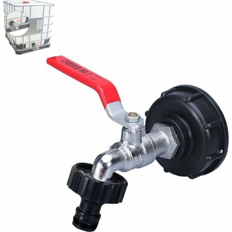 Adaptador para tanque de agua de 1000 L, grifo para tanque IBC de 1000 L, conector de rosca de 3/4", salida de grifo para recolección de agua de lluvia, conexión de válvula, conexiones de manguera - M (1/5)