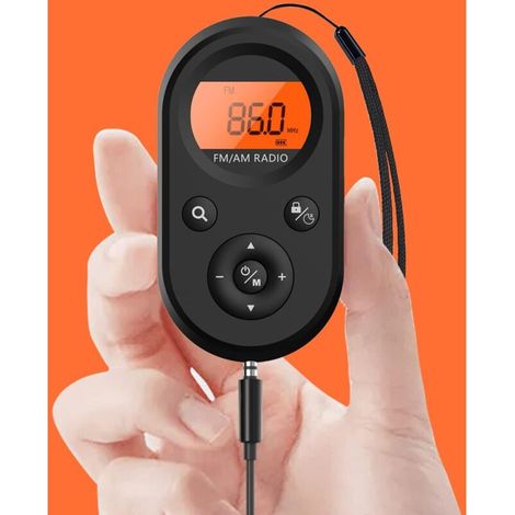 Radio portable AM/FM de poche, rechargeable, réception optimale, batterie longue durée, avec casque stéréo, idéale pour randonnée, marche et jogging (1/5)