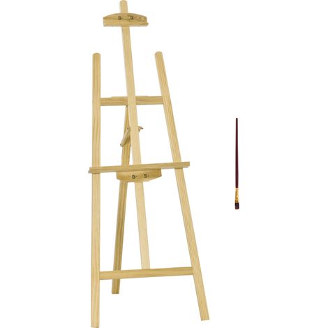 Cavalletto per Pittura Portatile e Pieghevole, Altezza e Inclinazione Regolabili, Colore Legno (1/5)