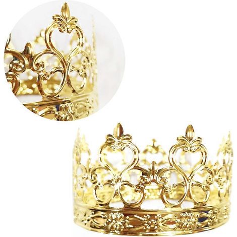 Couronne en métal pour décoration de gâteau, robuste et durable, idéale pour les occasions festives. (1/2)