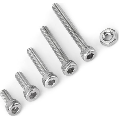 210 pièces Vis à tête cylindrique creuse hexagonale M2.5 Acier Inoxydable SS304 avec Écrous - Kit d'Assortiment (1/5)