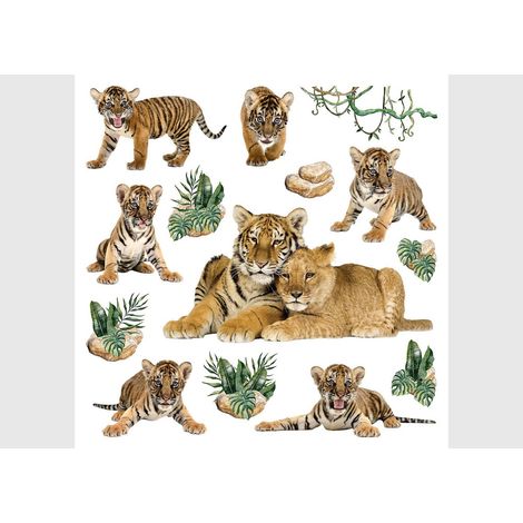 Stickers avec 8 tigres - 1 planche 30x30 cm (1/5)