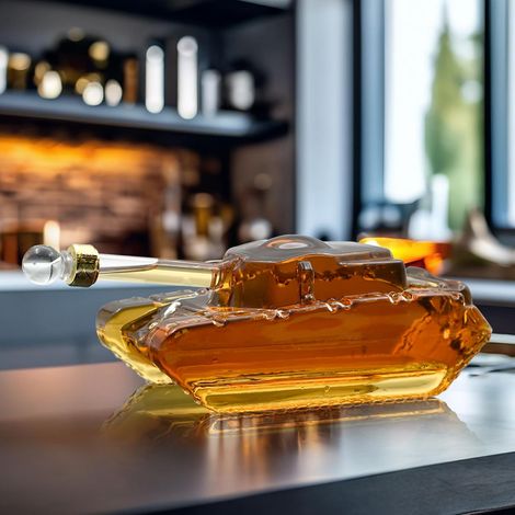 Carafe à whisky JeiibrZui en forme de moteur V8 - Design automobile unique - Bouteille décorative noire (1 pièce) - Idéale pour le bar à domicile et comme cadeau pour homme (1/5)