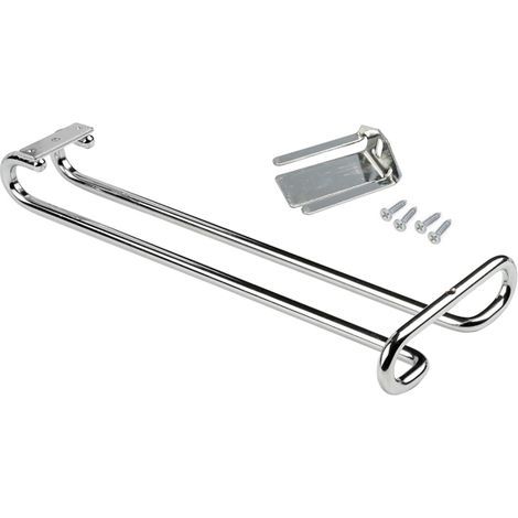 Emuca – Porte-verres à pied pour meubles – Longueur 280mm – Acier chromé – Rangement optimal pour verres à pied sous étagères