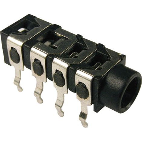 Jack 3.5 mm embase femelle horizontale Cliff FC68128 Nombre de pôles: 4 stéréo noir 1 pc(s)