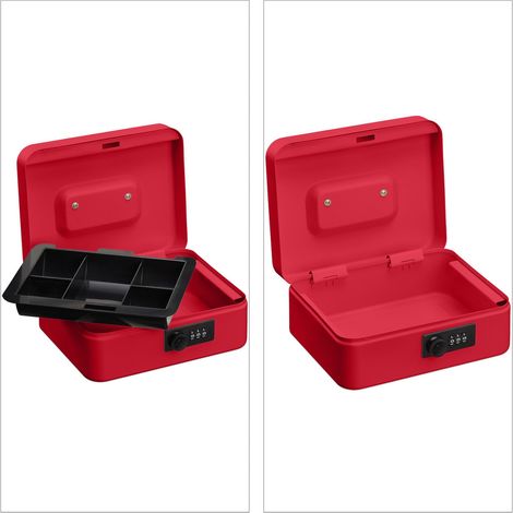 Cassetta portavalori sicura con codice a 3 cifre dimensioni 8,5 x 20 x 17 cm in ferro nero 130009974
