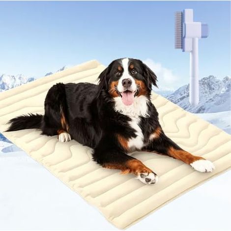 Pfotenchill Kühlmatte (Cremeweiß, S(51 41 cm)) Premium Kühlmatte Hund Selbstkühlend, Waschbare Kühldecke Hund für Sommer, Kratzfest & Wasserdicht, Faltbare Hundekühlmatte (1/5)