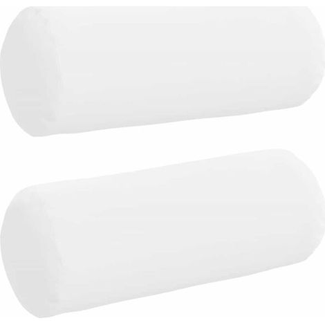 Coussins décoratifs, 2 pièces, blancs, 15 cm de diamètre x 40 cm de hauteur, en tissu. (1/5)