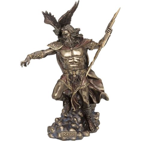 Statue en polyrésine Zeus de couleur bronze