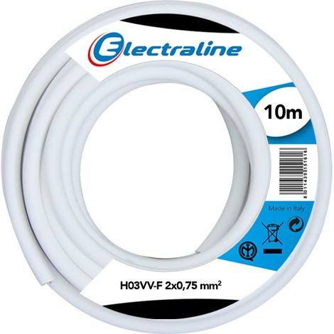 Electraline 11181 Cavo per prolunghe ed elettrodomestici H03VV-F Sezione 2x0,75 mm² - 10 mt - bianco (1/2)