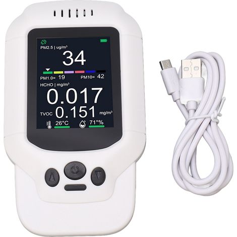 Testeur de qualité de l'air 7 en 1, haute précision, multifonctionnel, PM10 2.5 1.0, température et humidité, avec alarme sonore (1/5)