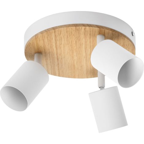 OSRAM OSRAM LED Spot Ligne Bois Plaque Plafonnier 3x GU10, Décor Blanc/Bois, Plaque 200mm, Acier/Bois de caoutchouc, orientable