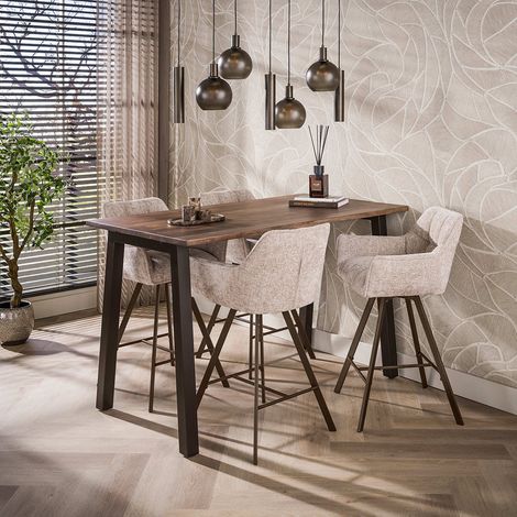 Table haute style nature en acacia massif brun Angie (1/4)
