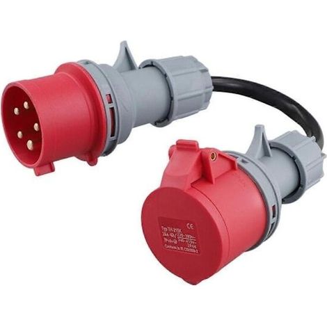 Adaptateur CEE 5 broches rouge 32 A (mâle) vers 16 A (femelle) – Chargeur pour véhicules électriques, rallonge et prise 400 V compatible norme européenne (1/5)
