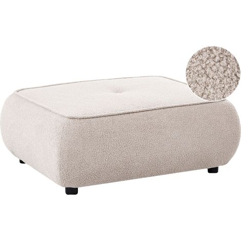 Ottoman Beige Boucle Square Footstool Quality Upholstery Padded Decorative Mid-Century Modern Style Living Room SALLA (1/5)