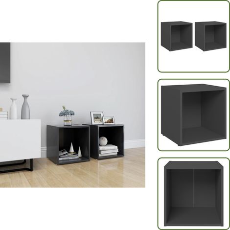 Meubles TV 2 pcs gris 37x35x37 cm bois d’ingénierie - Meuble Tv - Meuble Tv Moderne - Meuble Tv Gris - Meuble Tv Rangement - Meuble Tv Industriel