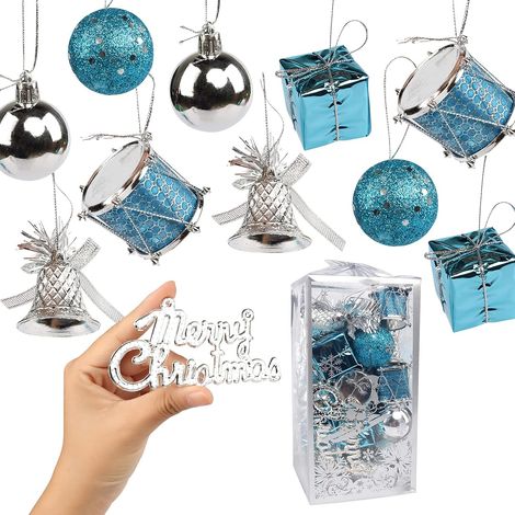 32 Pcs Balles de Sapin de Noël Scintillante, Incassables Boule De Noël, pour Fête à La Maison,bleu (1/5)