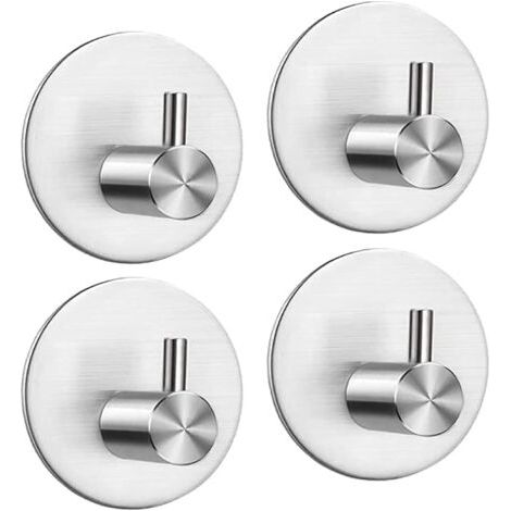Selbstklebender Haken, Edelstahl-Wandhaken für Badezimmer, selbstklebender Handtuchhalter für Küche, Wohnzimmer und Büro, rostfrei und wasserdicht (Silber, 4 Stück)