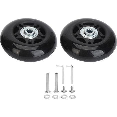 2 roues universelles de remplacement pour valise, 68x24mm, avec roulements et outils d'installation - Kit de réparation pour roulettes pivotantes en caoutchouc (1/5)