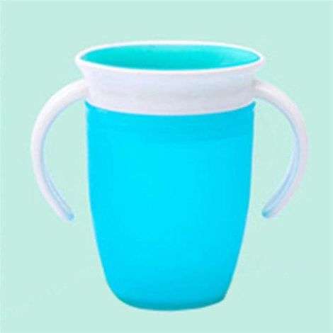 Tazza magica per l'apprendimento del bambino ruotabile a 360 gradi con doppio manico, coperchio ribaltabile, tazza magica a tenuta stagna - Blu - RAPANDA (1/5)