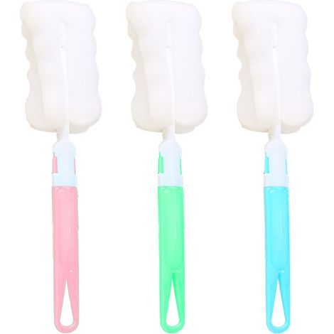 Brosse De Nettoyage Pour Bouteilles - Manche Long En Plastique - Tête En Éponge Haute Densité - Pour Bouteilles À Col Étroit - Lot De 3 (1/5)
