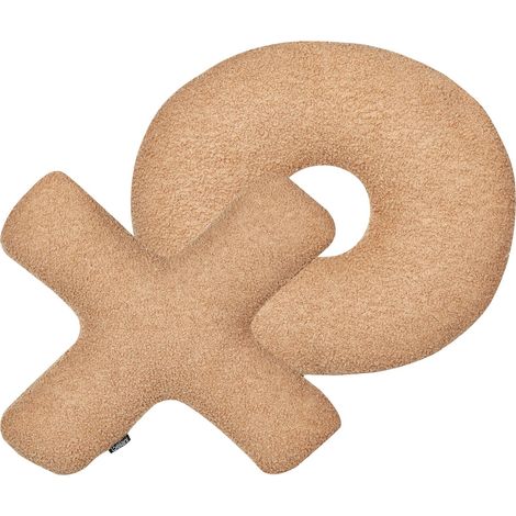 Set of 2 Decorative Cushions HESPERIS Boucle Light Brown Solid (1/5)