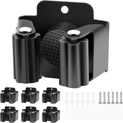 Support Pour Balai Et Balayette - En Plastique ABS - Auto-Adhésif Sans Perçage - Résistant À L'Eau Et Aux Produits Chimiques - Lot De 6 Pièces (1/5)