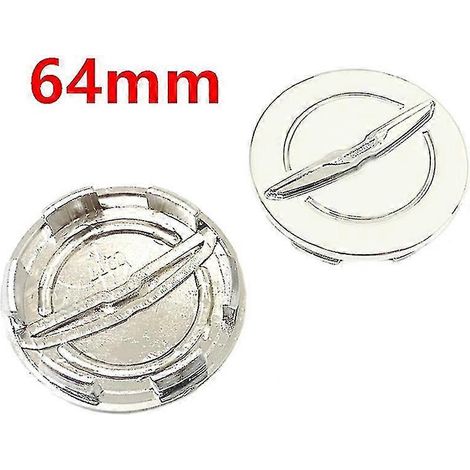 4 enjoliveurs de roue argentés 54 mm et 64 mm pour Chrysler (accessoires Yogu), 4 enjoliveurs 64 mm (1/4)
