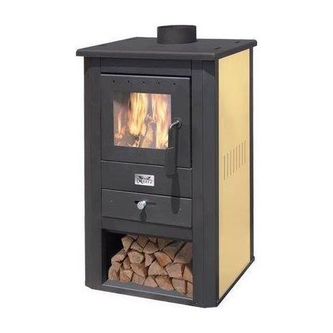 Poele a' bois mode'le "pallade" 10.7kw couleur noir et ivoire en acier avec porte de ventilation anti-bue'e