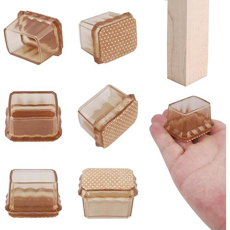 Set di 24 tappi quadrati in silicone per gambe di sedie, protezioni per pavimenti per sedie, tavoli/letti, coprigambe per mobili, tazze per evitare graffi sui pavimenti in parquet (1/5)
