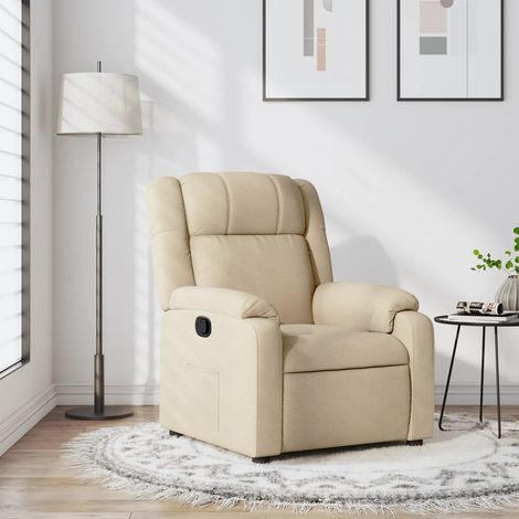 Sillón reclinable de tela crema vidaXL