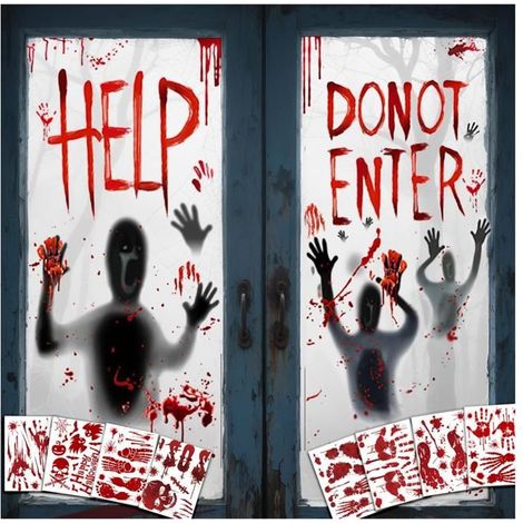 utocollants halloween 2pcs vitrophanie - Aueq - halloween stickers fenêtre halloween décorations murales halloween décalques amov