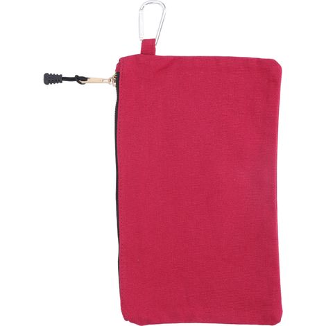 Sac à outils zippé, multi-usage, en toile imperméable et portable, avec mousqueton de rangement, rouge foncé (1/5)
