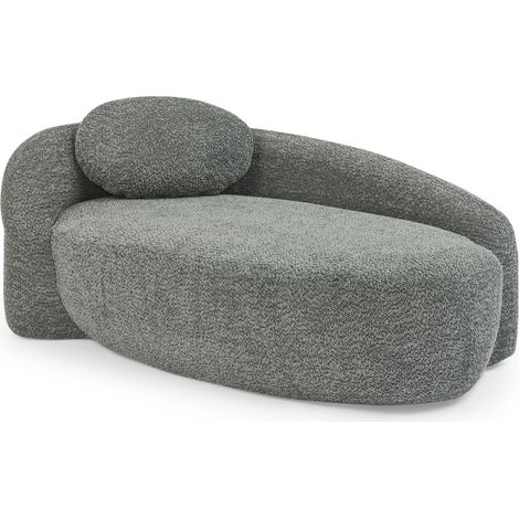 Sofá sillón de tejido teddy gris oscuro con diseño redondeado 170x96x62 cm MODENUIT (1/5)