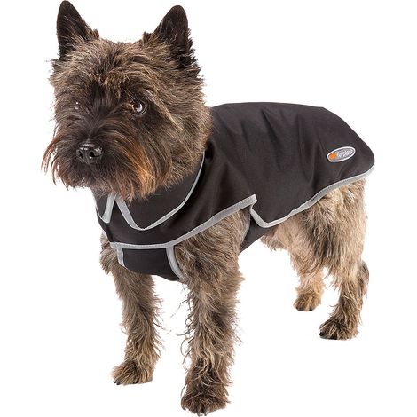 Ferplast TECHNO Manteau imperméable et réfléchissant pour chiens avec collier intégré.. Variante 25 - Misure: A: 27-31 cm C: 25 cm - Noir (1/5)