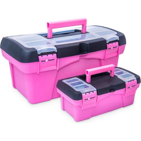 Boîte à Outils Rose pour Femme - Rangement pour Couture, Art et Loisirs Créatifs - Petite et Grande en Plastique avec Poignée (1/5)