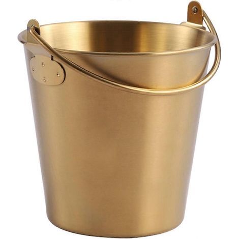 Seau à frites en acier inoxydable, seau de conservation pour poulet frit, récipient pour snacks de restaurant-13.00X13.00X12.50CM-Golden (1/4)