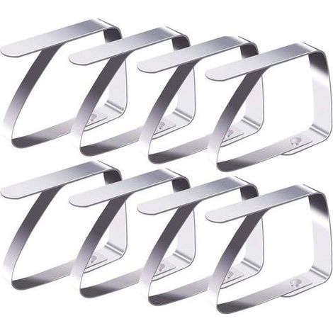 Pinces à Nappe Inox - Ensemble de 8 pièces - Acier inoxydable - Anti-glissant - Dimensions 7,5x7 cm (1/5)