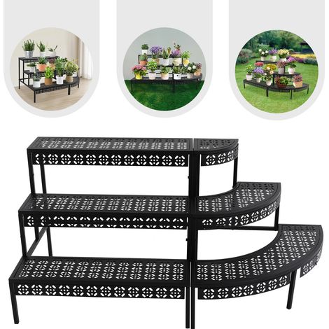 3 Etagen Pflanzenständer, Garten Blumentopf Display Regal, Blumentopf Halter Storage Organizer Rack
