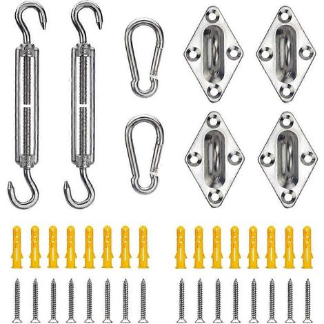 Kit de montage pour stores d'extérieur en acier inoxydable 304 - Matériel d'installation pour voile d'ombrage - Ø6mm (1/4)