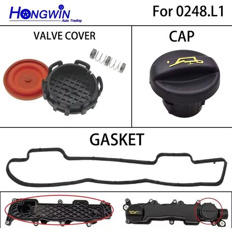 Kit de réparation de couvercle de soupape PCV compatible Peugeot Citroën avec couvercle de soupape à membrane 0248.L1 + joint + bouchon (1/5)