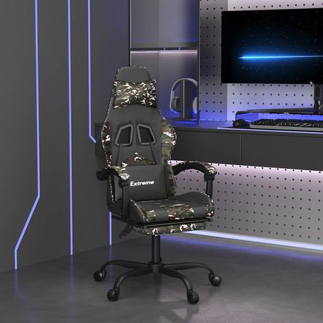 vidaXL Silla gaming con reposapiés cuero sintético negro camuflaje (1/5)