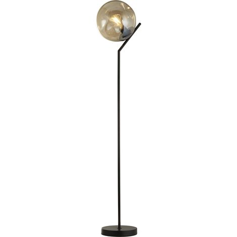 Lampadaire E27 Metal noir & Verre Champagne déformé PUNCH (1/4)