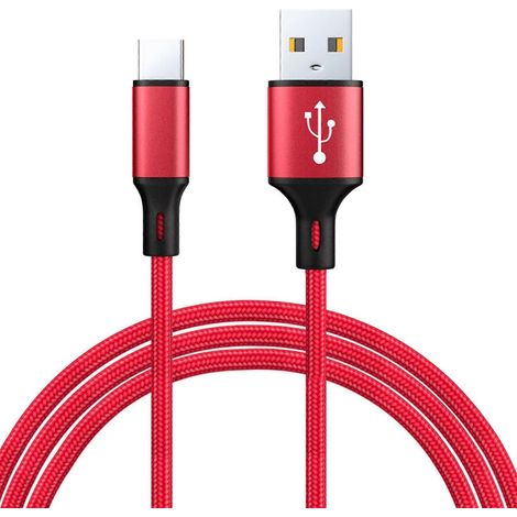 Câble de charge, de synchronisation et de transfert de données pour smartphone et tablette USB Type-C - 1 m - Rouge (1/5)