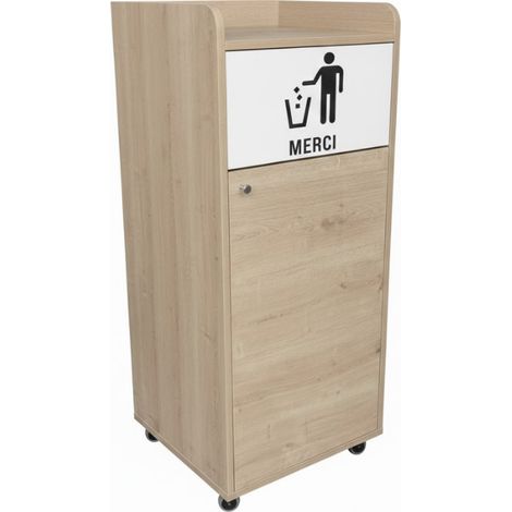Poubelle snack en bois chêne clair 100L (1/4)
